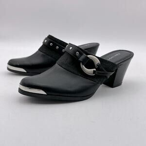 COVINGTON Black Buckle Mule‎ Clog Slip-On Boots Size 6